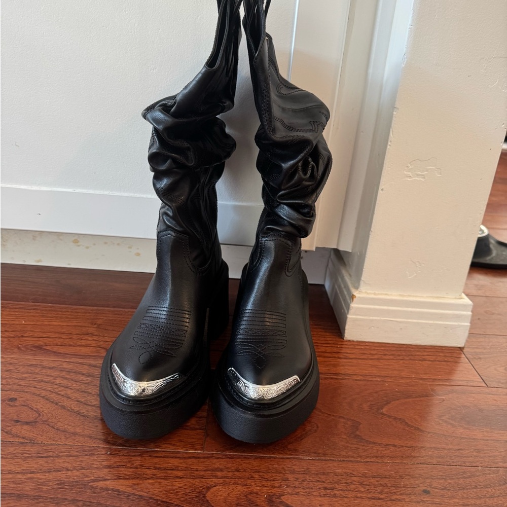 Naked Black stable black platform boots